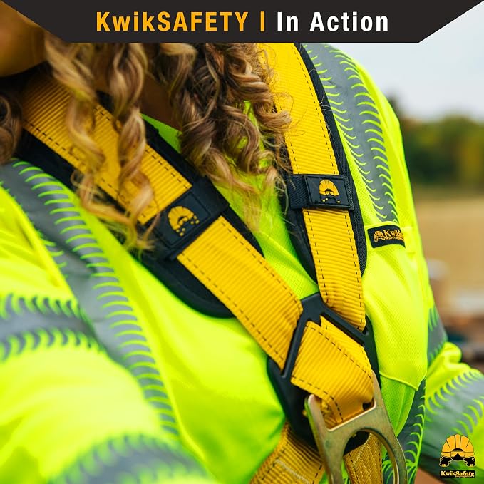 KwikSafety - Charlotte, NC - MONSOON Safety Harness [4 HEAVY DUTY D-RINGS] ANSI OSHA Safety Harness Fall Protection Kit