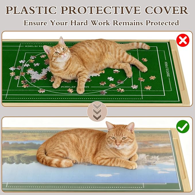 1500 Pieces Jigsaw Puzzle Table For Adults | With Legs & wheels, Adjustable 45° Tilting, Includes Cover, Heavy Duty Frame, For Adults