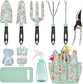 Garden Tools Set, Carsolt 11 Pcs Heavy Duty Floral Gardening Tools Kit with Non-Slip Rubber Handle, Special Gardening Gifts for Women Mom Birthday