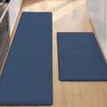 Color&Geometry Anti Fatigue Cushion Padded Kitchen Mat for Floor - 17x29+17x59,Easy Clean, Waterproof & Oil Proof, Anti Slip, Foam Rubber Runner Rug for Front Sink Comfort Standing, Blue Set of 2