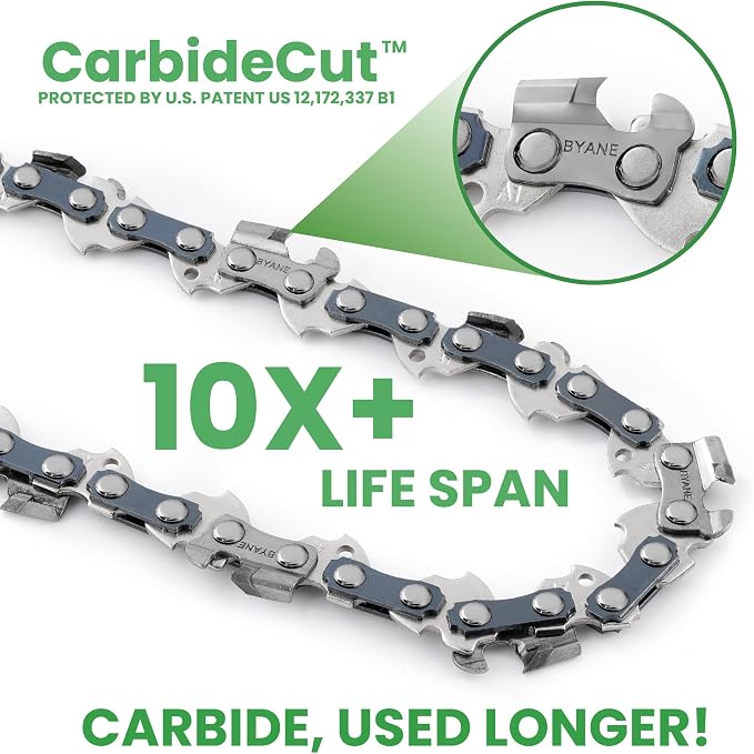 BYANE 16-Inch Carbide Chainsaw Chain 3/8"LP Pitch .050" Gauge 55 DL | Fits Stihl MS170, MS180, MS211, MS250, and Craftsman (Replaces S55)