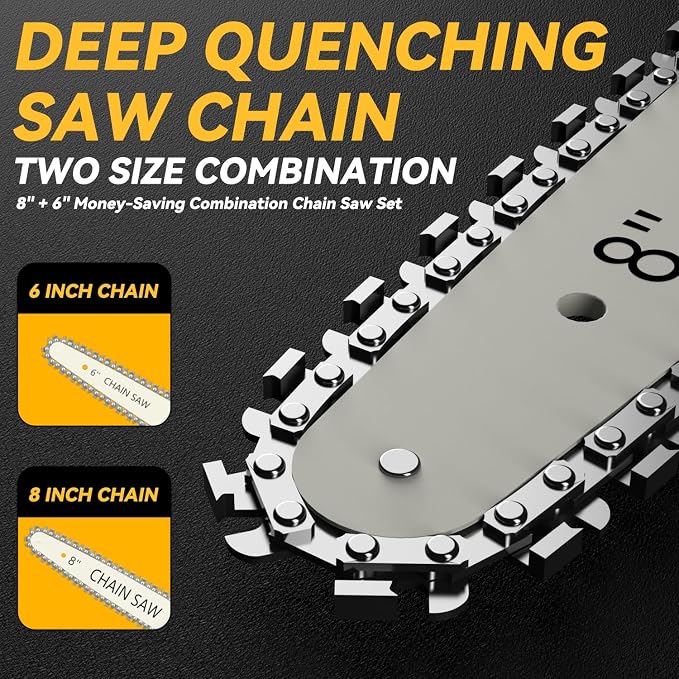 Mini Chainsaw for Dewalt Battery, 8-Inch and 6-Inch 2-IN-1 Cordless Electric Chain saw with Brushless Motor and Auto-Oiler, 800W Hand Mini Chainsaw for Tree Pruning Wood Cutting(No Battery)