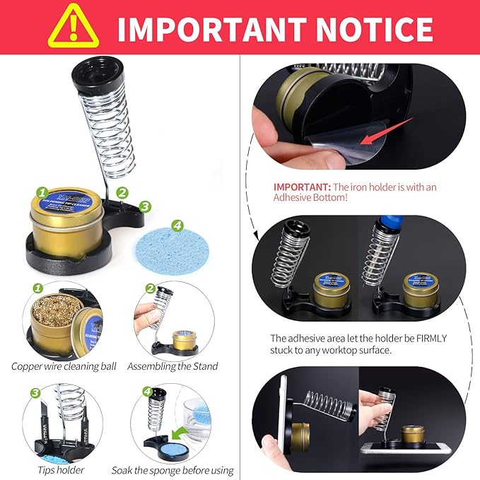 YIHUA 928D Soldering Iron Kit, 65W Soldering Iron, Fully Digital, Display °F/°C, Temperature Control, Accuracy 194~896℉- Soldering Kit with Sleep Function, Temp. Correction Function, Holder &more.