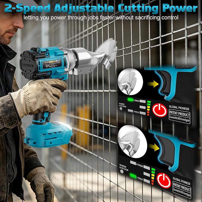Cordless Metal Shear Compatible for Makita 18V, Brushless Electric Metal Shears 1600RPM for HVAC Ducts, Auto Body Panels &Fencing,Stainless Steel Cutter with LED Light (Tool Only
