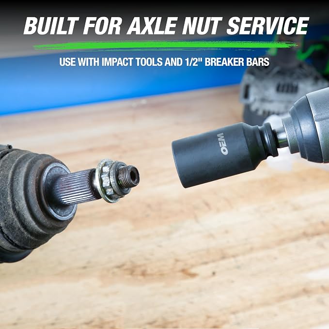 OEMTOOLS 37321 8-Pc 12 Point 1/2 Inch Drive Axle Nut Socket Set with Case | 1/2" Drive Impact Set 29mm-39mm, Cr-Mo Steel Metric Socket Set, Precision-Machined Deep Impact Sockets, Black Oxide Finish