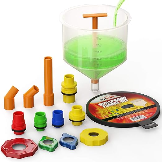 EPAuto Spill Proof Radiator Coolant Filling Funnel Kit