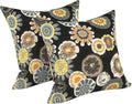 LVTXIII Outdoor Throw Pillows, Decorative Throw Pillows with Inserts, 16"x16" Square Pillows for Bed, Couch, Sofa and Patio Furniture, Set of 2, Black Yellow Crosby