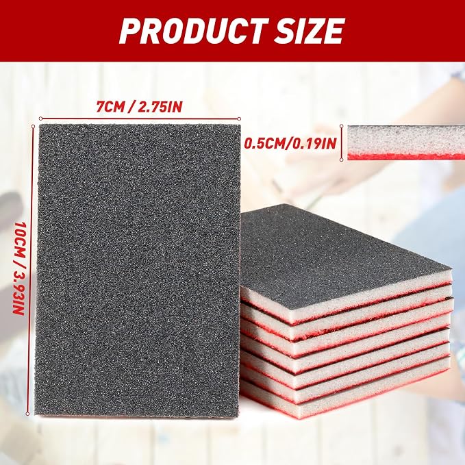 24 Pcs Sanding Sponge 320 Grit, Washable & Reusable Sanding Blocks for Wood, Metal, Drywall, Glazing, Wet Dry Sandpaper for Smooth Finishing