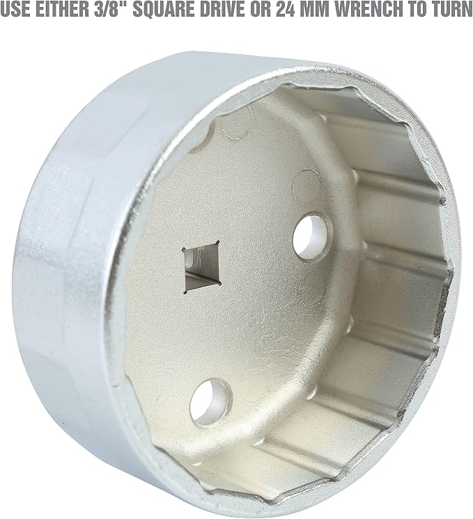 OEMTOOLS 87136 88.8MM 15 Flute Oil Filter Cap Wrench, Filter Puller for Hyundia and Kia Vehicles, 3/8 Inch Ratchet, 27MM socket, or 1/16 Inch Socket