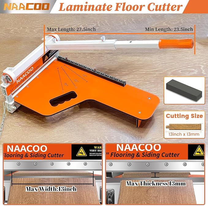 Laminate/Vinyl Floor Cutter with Extra Blade for Work Efficiently,13“ Vinyl Plank Cutter with Wheel - Just 1 Step Meet Angle&Length Cutting, Flooring Tools-Cuts LVP, Engineer Wood, VCT, SPC, WPC.
