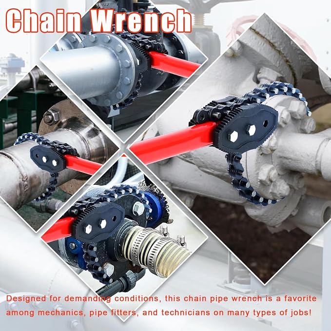 Chain Wrench, 35" Strap Wrench Heavy Duty with 27.5" Chain Length Max, Fits 7" Pipe Diameters or Pipe Installation, Oil Fields Operations and Maintenance