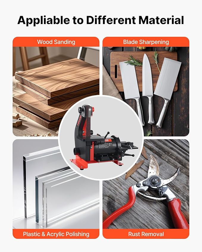 VEVOR 5" Disc Sander & 1" x 30" Belt Sander, 250W Benchtop Belt Disc Sanders Combo with 0-45° Adjustable Worktable & Dust Collection Ports for Woodworking, Furniture Refinishing, DIY Crafting