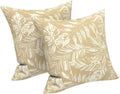 LVTXIII Outdoor Throw Pillows 16x16 Inch, Set of 2 Square Decorative Pillows with Inserts for Patio Furniture, Porch Chair, Garden Sofa, Tropical Leaf Oat