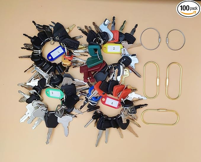 Equipment Key 100pcs Universal Key Set for Heavy Construction Excavator Loader Wheel Loader Tractor Forklift