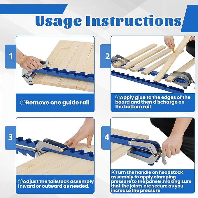 36 Inch Panel Clamps 2 Pack, 4-Way Pressure Steel Parallel Clamps Pre-installation Jigs Fit for 1/2" to 3" Cutting Boards, Tabletops, and Cabinet Cutting Board Clamps
