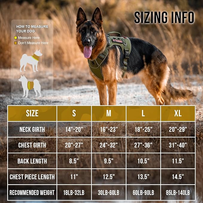 OneTigris No-Pull Tactical Dog Harness Reflective Vest for Small Dogs | Military-grade 1000D Nylon Easy Control Vest, Adjustable Dog Harness with Hook & Loop Panels for Walking, Hiking, Training