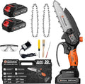 HOBUZA 6 Inch Brushless Mini Chainsaw, Lightweight One-Hand Saw for Pruning | 880W Brushless, Lightweight 1-Handed & Women-Friendly, 2x2.0Ah Batteries 4-6H Runtime, Auto Oiler, Safety Lock for Tree Work