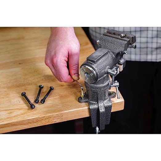 Toolsmith 2-1/2 inch Mini Jaw Portable Clamp-on Table Bench Third Hand Vise Swivels and Rotates 360°, 1-1/2 inch and 2-1/2 inch Jaws, Soft Jaw Covers, Jewelry, Hobby, Crafts, Clamp or Bolt-on - 240006
