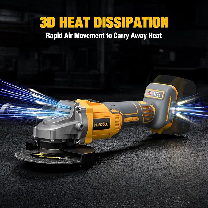 Angle Grinder Cordless for Dewalt 20V Max Battery, Brushless, 4 1/2" Cordless Grinder, Variable Speed, Powerful 20V Angle Grinder Tool for Grinding Polishing Cutting (Battery Not Included)