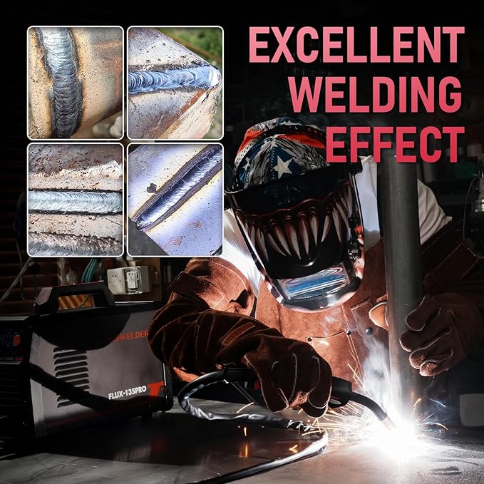 YESWELDER FLUX-135PRO Flux Core MIG Welder & Lift TIG Torch, 135Amp 110V Flux Core Gasless MIG/Lift TIG/Stick 3-in-1 Digital Display Welding Machine with 10-25 Lift TIG Gun