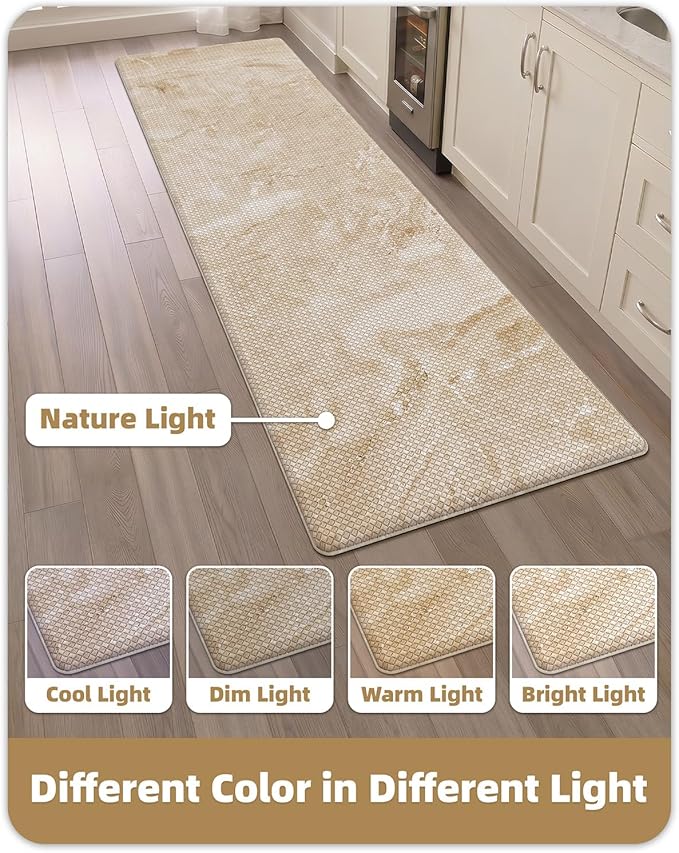 Color&Geometry Marble Kitchen Mats for Floor 24x87, Non Slip Wide & Large Kitchen Runner Rug, Easy Clean, Oil & Water Resistant, Anti Fatigue Foam Standing Mat for Sink, Laundry, Office, Gold