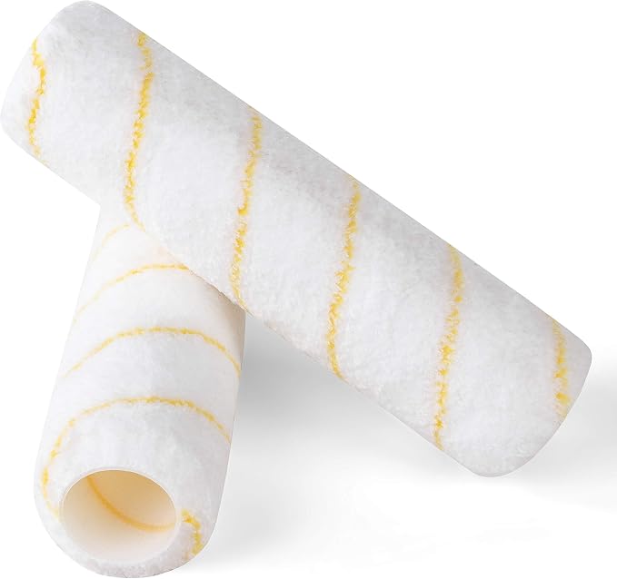 Bates- Paint Roller Covers, 9", Yellow Stripes, 4 Pack, Covers for Paint Rollers 9 Inch, 9 Inch Paint Roller Covers, Paint Roller Cover, Paint Roller Covers 9 Inch, Large Paint Roller Covers