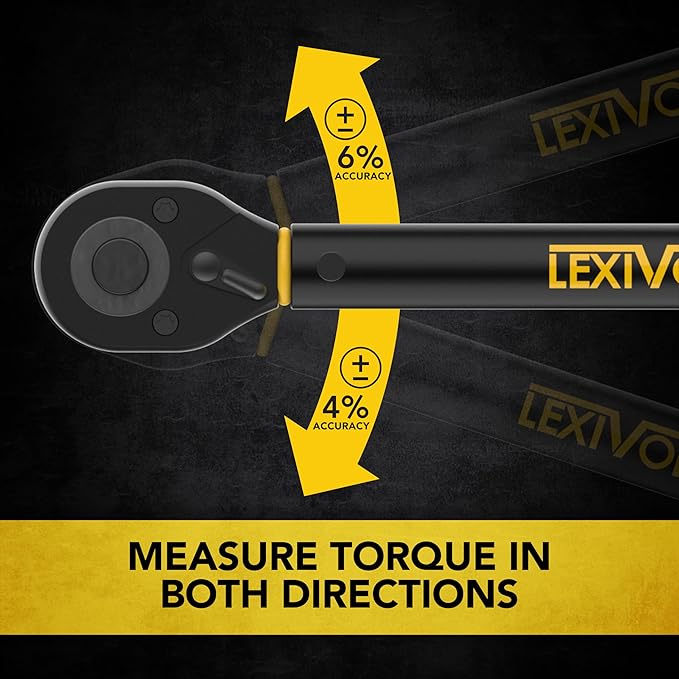 LEXIVON Torque Wrench, 1/2-Inch Drive, Dual Scale 30-210 FT-LB (40.7-284.7 N·m), Premium Rubber-Grip Handle, Deluxe Hybrid Case (LX-TW12)