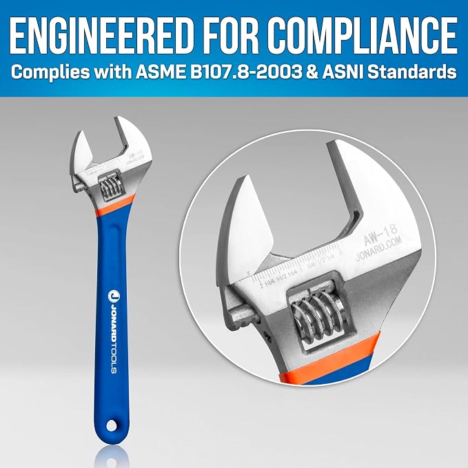 Jonard Tools AW-18 Adjustable Wrench 18" with Extra Wide Jaws (Color May Vary)