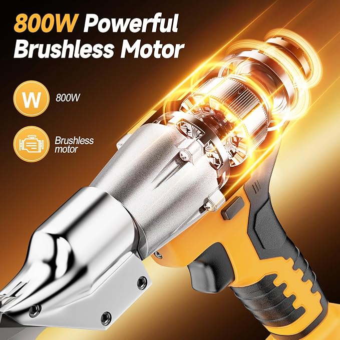 Cordless Metal Shears Compatible with DeWalt 20V Max Batteries, Brushless Motor 400Nm Torque, 14GA Steel Cutter, 360° Rotating Head, LED Light, Multi-Material Cutting (Tool Only, No Battery)
