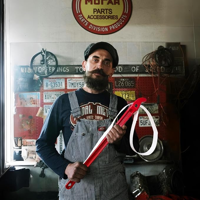 Strap Wrench, Adjustable Nylon Strap Wrench for Plumbing and Pipes, Small Pipes, Water Filter, Oil Filter, Etc. Strap Wrenches 18 inch aluminum handle is more labor saving.