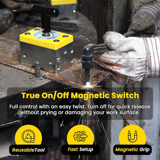 Magswitch MagSquare 600 Magnetic Welding Square Base Clamp Holder for Welding Kit, Tools, Supplies and Accessories, Magnet Switch with On/Off Capabilities, 600 lb Holding Force