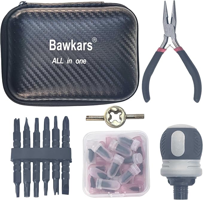 Tire Repair Rubber Nail Kit with Ratcheting Screwdriver, Needle-Nose Pliers & Organizer Case, Fast Self-Service Tool for Car, Truck, Motorcycle, Tractor Tire Puncture Repair