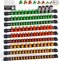 SWANLAKE Organizer Socket Holder, 9PCS 1/4-Inch x 48 Clips, 3/8-Inch x 45 Clips, 1/2-Inch x 36 Clips, Premium Quality Socket Clip Rail Holder