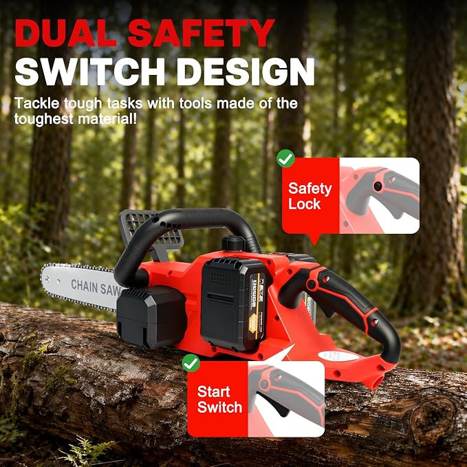 16" Cordless Chainsaw 42V Brushless Electric Chainsaw, 2 x 3.0Ah Batteries Powered Handheld Chain Saw, Tool-Free Tension & Auto Oiling for Tree Pruning, Wood Cutting, Yard & Garden Outdoor Work