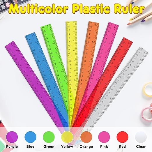 504 Pack Rulers Bulk for Classroom, 12 Inch Ruler for School,Clear Plastic Transparent Assorted Color Bulk Rulers with Millimeter and Inches, Ideal Back to School Office Home Supplies