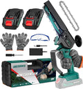 WEMARS Mini Chainsaw Cordless, 6-Inch Portable Electric Chainsaw with Security Lock-Handheld Small Power Chain Saws with 2 Battery Powered For Wood/Trees Cutting/Courtyard Garden, 2025 UPGRADE