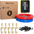 EFIELD 1/2 Inch 2 x 100 ft (200 Ft) Pex-b Pipe/Tubing, Brass pex Fittings, Crimping Tool, Cinch Clamps, Cutter, J-Clamps(All-in-One Bundle),(129)