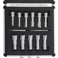 Pro Edge 11pcs TCT Annular Cutter Set, 1-3/8" Cutting Depth, 7/16" to 1-1/16" Cutting Diameter, Carbide Mag Drill Bits for Magnetic Drill Press with 2 Pilot Pin for Steel, Aluminum, Copper