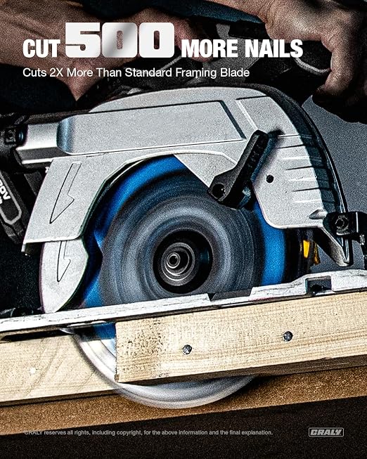 CRALY 7-1/4 Inch 24 Teeth Wood Cutting Framing Circular Saw Blade, 5/8 Inch Arbor, Carbide Tipped, Thin Kerf, Black Ice™, for Plywood, MDF, OSB, Laminated(C0724FR)