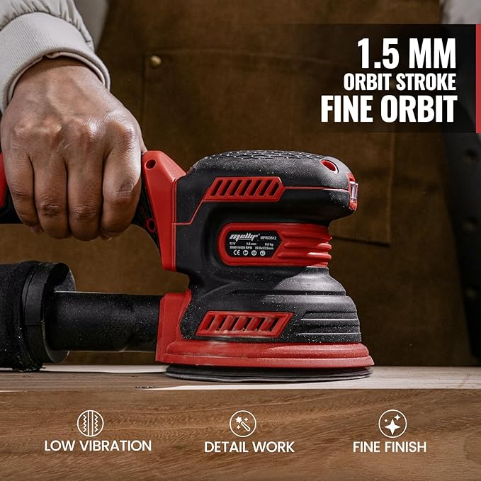 5'' Brushless Cordless Random Orbital Sander Compatible with Milwaukee 12V Battery(Tool Only) Electric 14000OPM Palm Sander with Dust Bag,3 Variable Speed, 10 Sandpapers, for Sanding,Woodworking,Metal