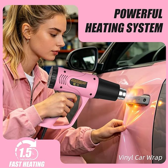 Heat Gun, 2 Temperature Settings 300°C/600°C, 900W-1300W Hot Air Gun with Overload Protection, 5FTExtra Long Cord, Handheld Heat Gun with Heat Shrink Tubing Kit for Packaging Shrinking, DIY Craft
