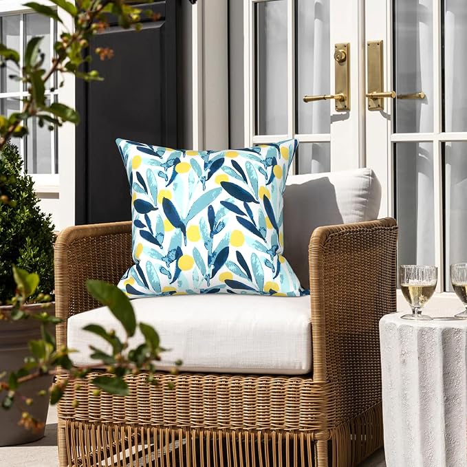 LVTXIII Outdoor/Indoor Throw Pillows, Decorative Throw Pillows with Inserts, 18"x18" Square Pillows for Bed, Couch, Sofa and Patio Furniture (Set of 2, Leaves Multi)