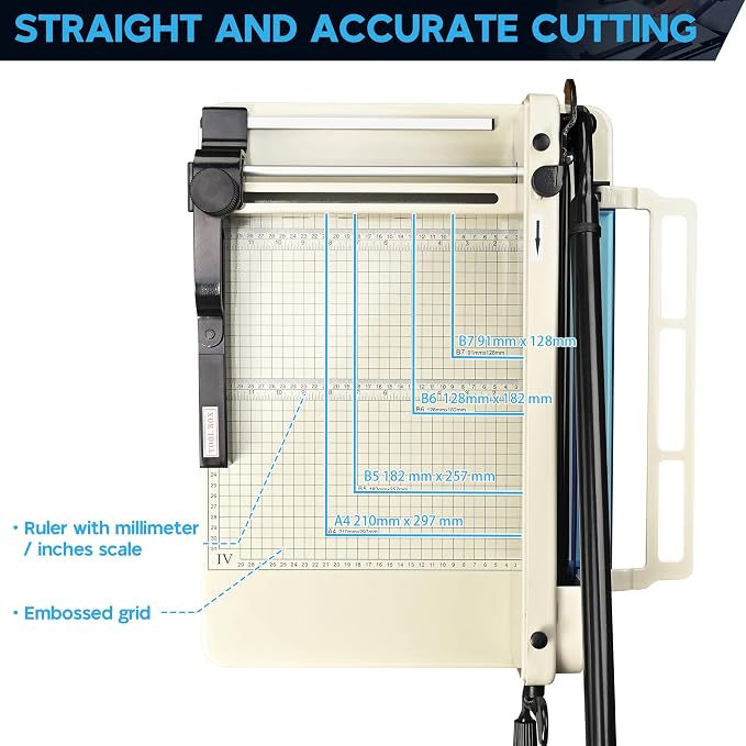 Yescom 12" Paper Cutter Heavy Duty 12 Inch Industrial Commercial Guillotine Paper Cutter 400 Sheet Large Capacity A4-12" Paper Cutter for Office, School, Picture Shop