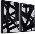 Zessonic Black And White Abstract Wall Art, Black Painting Stroke Graffiti Artwork Print for Living Room, Bedroom, Office Decor,24" x 36" x 2