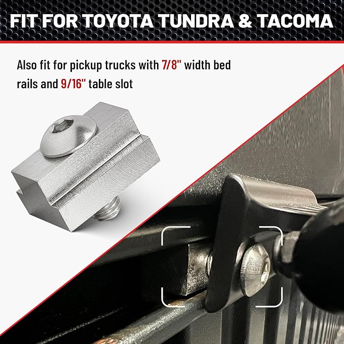 RED WOLF 10 Pack 3/8"-16 Thread T-Slot Nut Tie Down V-Ring Anchor w/1 Inch Button Head Socket Cap Screw Bolt Nut Washer for Toyota Tacoma Tundra Pickup Cargo Bolt Bed Deck Rail Cleat Included Wrench