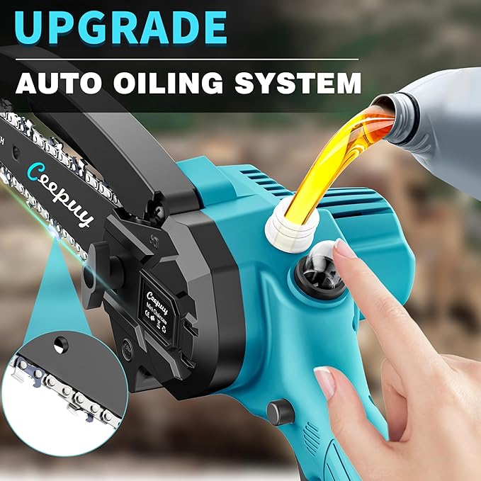 CEEPUY Mini Chainsaw Cordless,6 Inch Portable Electric Chain Saw, Automatic Oiler, Battery Powered Small Handheld Saw, Security Lock Trees Branches Trimming,Wood Cutting, 2 Batteries 2 Chains 2026