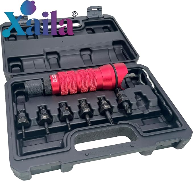 Xaila 3/8" Rivet Nut Drill Adapter Kit - M3 to M10 & 10-24 to 3/8-16, CNC Machined Power Tool Attachment Converts Your Drill into a Rivet Nut Setter, Replacement for Astro ADN38 XL Style Tools