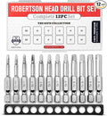 BAKER AND BOLT Robertson Square Drill Bit Set (PREMIUM Complete 12pc Set)/w Storage Case and Bit Holder -Hex Shank Magnetic Bit Set -THE GIFD COLLECTION -Fortified S2 Steel -Long 2in Heads for Drills