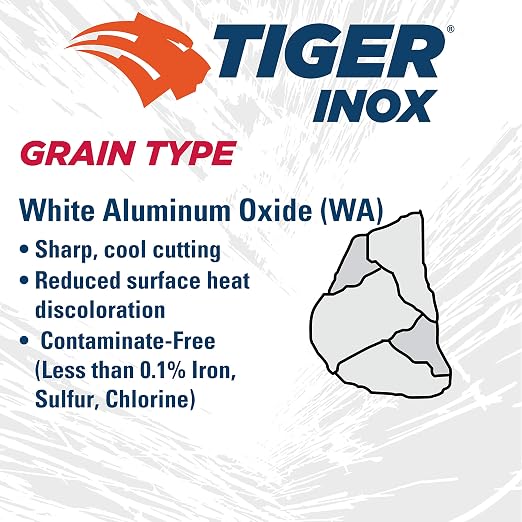 Weiler 58109 4-1/2 Inch Cutting Wheel, Tiger Inox Stainless Steel Contaminant-free High Performance Cutting, .045" INOX60S Type 27 5/8"-11 Hub, Pack of 10