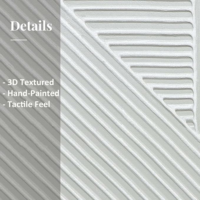 Large Boho Textured 3D Wall Art Neutral Set of 3-24"x36" Hand-Painted Abstract Framed Paintings for Living Room, Bedroom - Modern Minimalist Black White Neutral Boho Decor